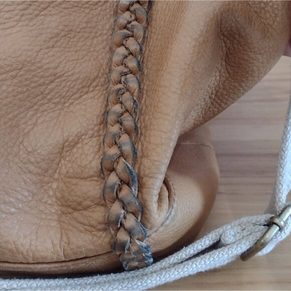 Tommy Hilfiger Cognac Soft Pebble Leather Adjustable Crossbody Tote Bag - Picture 12 of 13